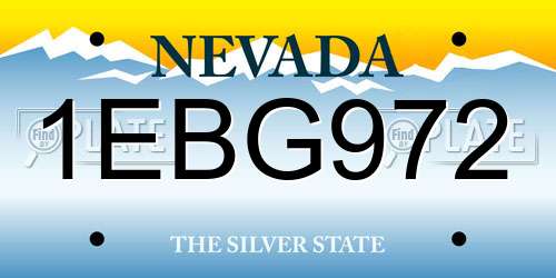 1EBG972 Nevada License Plate