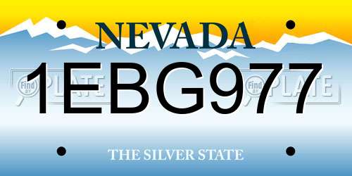 1EBG977 Nevada License Plate