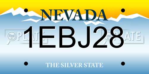 1EBJ28 Nevada License Plate