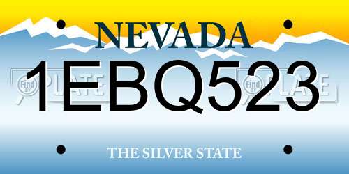 1EBQ523 Nevada License Plate