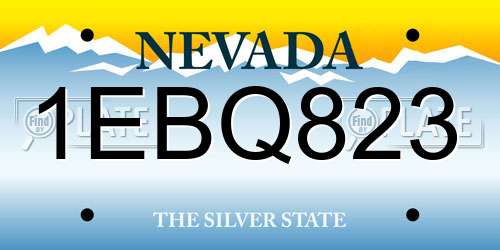 1EBQ823 Nevada License Plate