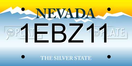 1EBZ11 Nevada License Plate