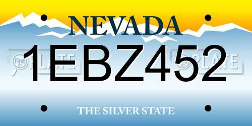 1EBZ452 Nevada License Plate