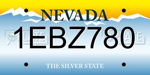 1EBZ780 Nevada License Plate