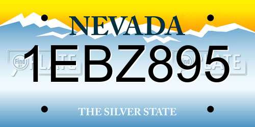 1EBZ895 Nevada License Plate