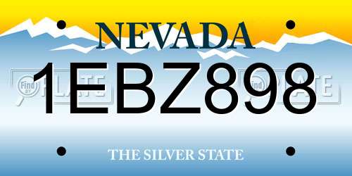 1EBZ898 Nevada License Plate
