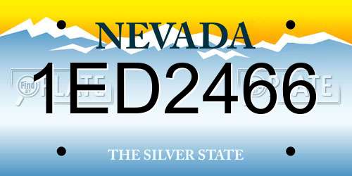 1ED2466 Nevada License Plate