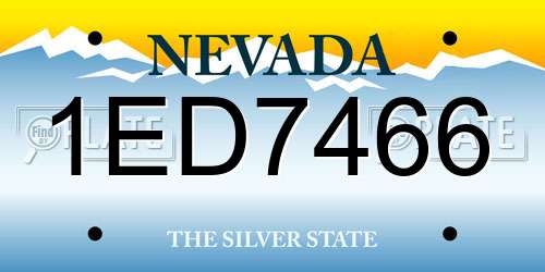 1ED7466 Nevada License Plate