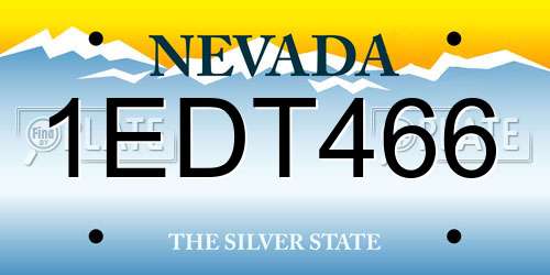 1EDT466 Nevada License Plate