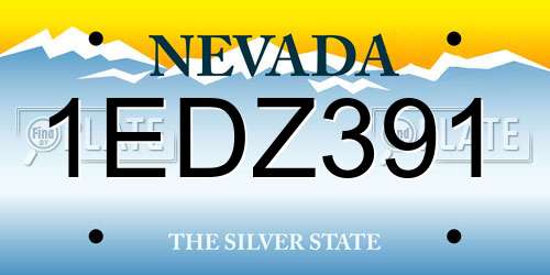 1EDZ391 Nevada License Plate