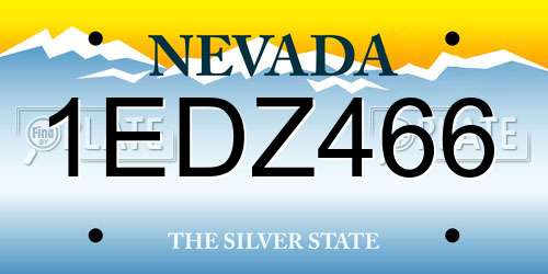 1EDZ466 Nevada License Plate