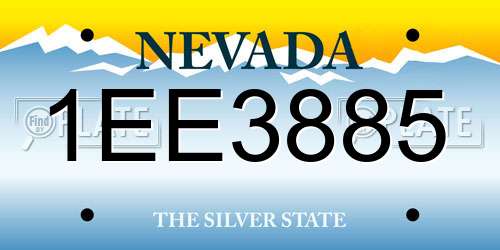 1EE3885 Nevada License Plate
