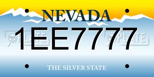 1EE7777 Nevada License Plate