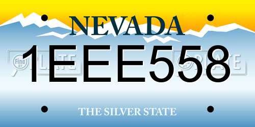1EEE558 Nevada License Plate
