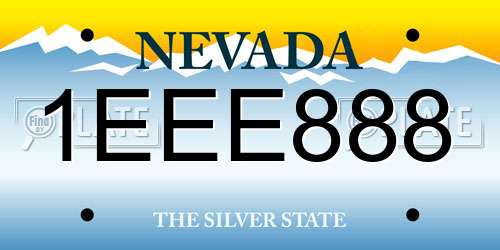 1EEE888 Nevada License Plate