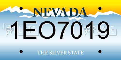 1EO7019 Nevada License Plate