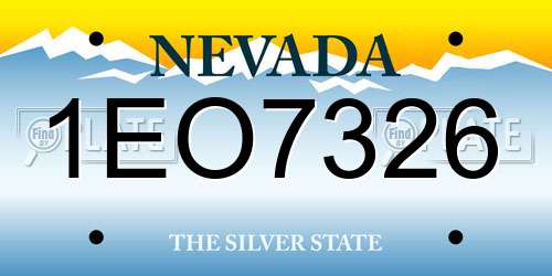 1EO7326 Nevada License Plate