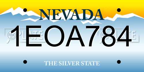 1EOA784 Nevada License Plate