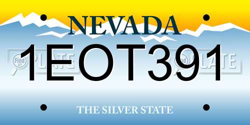 1EOT391 Nevada License Plate