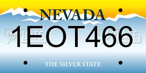 1EOT466 Nevada License Plate