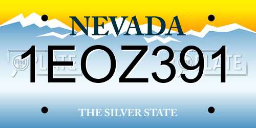 1EOZ391 Nevada License Plate