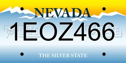 1EOZ466 Nevada License Plate