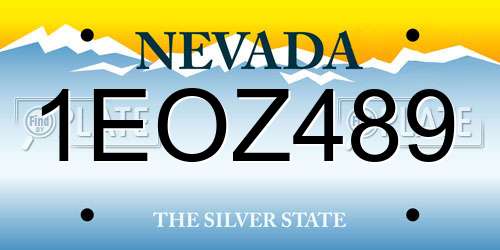 1EOZ489 Nevada License Plate