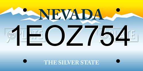1EOZ754 Nevada License Plate