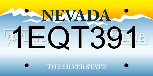 1EQT391 Nevada License Plate