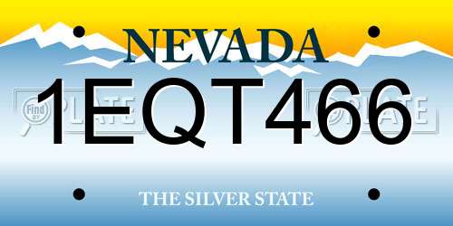 1EQT466 Nevada License Plate