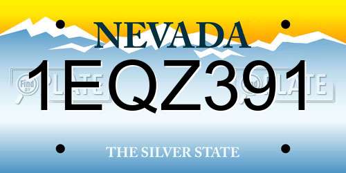 1EQZ391 Nevada License Plate