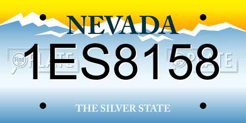 1ES8158 Nevada License Plate