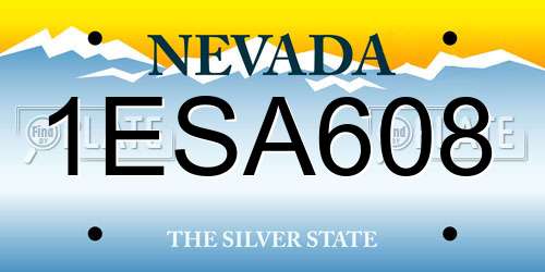 1ESA608 Nevada License Plate