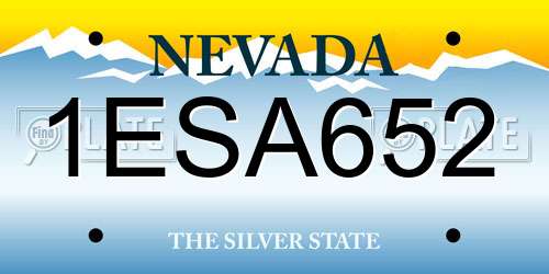 1ESA652 Nevada License Plate