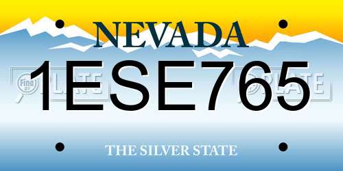 1ESE765 Nevada License Plate