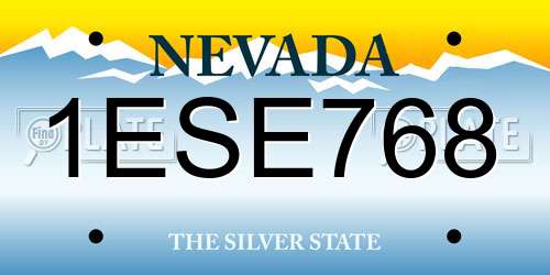 1ESE768 Nevada License Plate