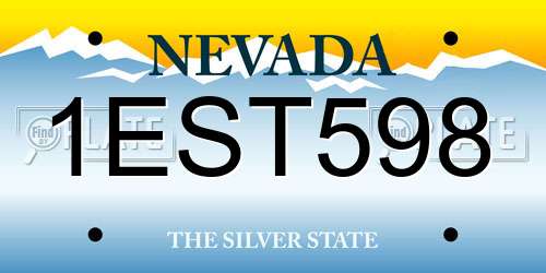 1EST598 Nevada License Plate
