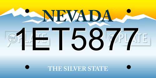 1ET5877 Nevada License Plate