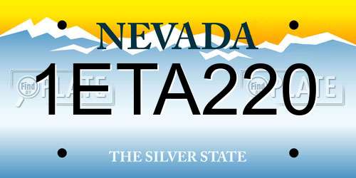 1ETA220 Nevada License Plate