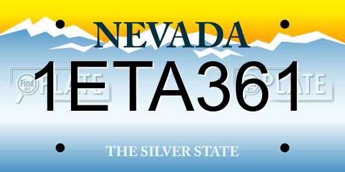 1ETA361 Nevada License Plate