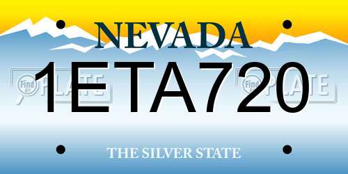 1ETA720 Nevada License Plate