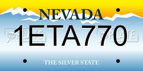 1ETA770 Nevada License Plate