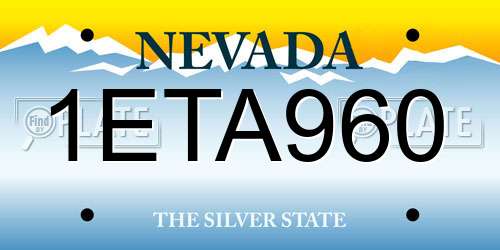 1ETA960 Nevada License Plate
