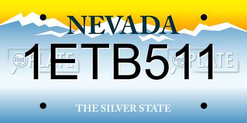 1ETB511 Nevada License Plate