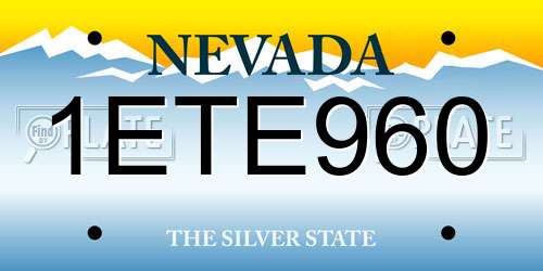 1ETE960 Nevada License Plate