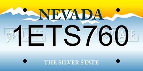 1ETS760 Nevada License Plate