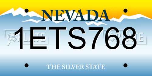 1ETS768 Nevada License Plate