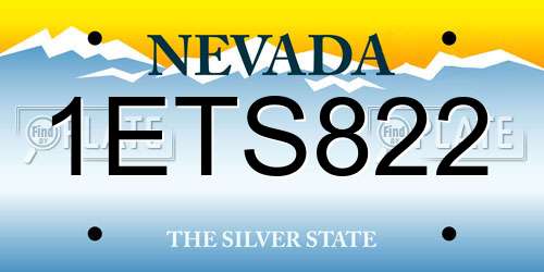 1ETS822 Nevada License Plate