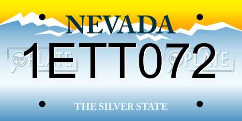 1ETT072 Nevada License Plate