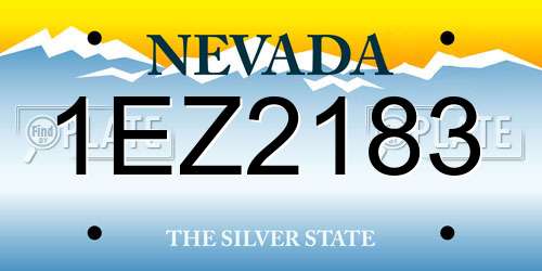 1EZ2183 Nevada License Plate